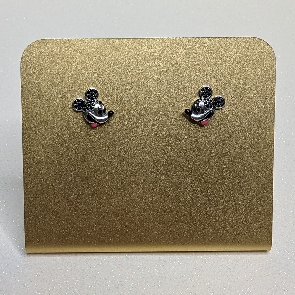 Mickey Mouse Head 925 Sterling Silver Stud Earrings